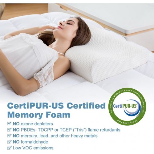  [아마존 핫딜]  [아마존핫딜]LANGRIA Contour Memory Foam Pillow for Sleeping, Neck Support Orthopedic Cervical Bed Pillow for Back, Stomach & Side Sleepers, Breathable and Washable Mesh Knit Cover (White)