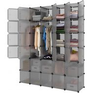 [아마존 핫딜] [아마존핫딜]LANGRIA 30-Cube Storage Organizer Large Gray DIY Stackable Easy Assemble Plastic Steel Frame Decorative Modular Clutter-Free Closet Yarn Stash Wardrobe for Homes, Living Rooms, and