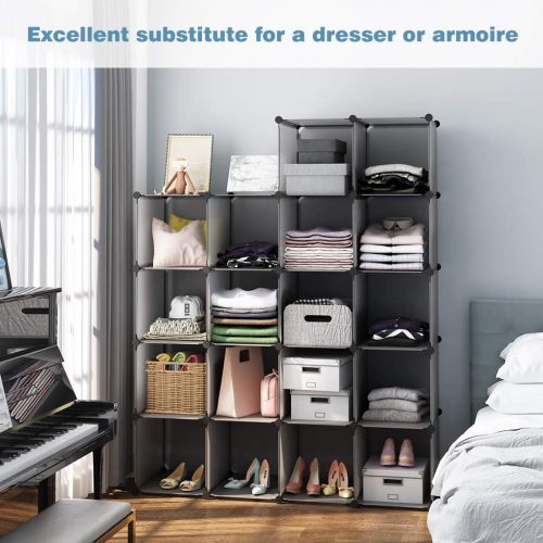  [아마존 핫딜] [아마존핫딜]LANGRIA 30-Cube Storage Organizer Large Gray DIY Stackable Easy Assemble Plastic Steel Frame Decorative Modular Clutter-Free Closet Yarn Stash Wardrobe for Homes, Living Rooms, and