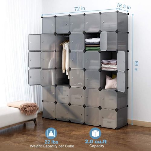  [아마존 핫딜] [아마존핫딜]LANGRIA 30-Cube Storage Organizer Large Gray DIY Stackable Easy Assemble Plastic Steel Frame Decorative Modular Clutter-Free Closet Yarn Stash Wardrobe for Homes, Living Rooms, and
