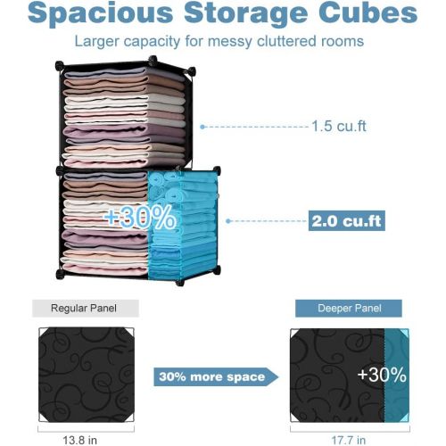  [아마존 핫딜] [아마존핫딜]LANGRIA 30-Cube DIY Modular Shelving Storage Organizer Extra Large Wardrobe with Clothes Rod, Furniture for Clothes (Patterned Black)