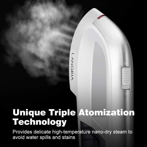  [아마존 핫딜] [아마존핫딜]LANGRIA Iron Garment Steamer Upgrade,60s Fast Preheat,Removable Water Tank,2 in 1 Handheld Flat Ironing and Vertical Steaming,Portable for Home and Travel Use with Carrying Case(Wh