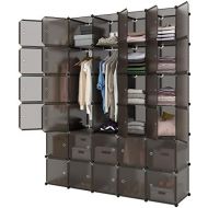 [아마존 핫딜] [아마존핫딜]LANGRIA 30-Cube Storage Organizer Large Brown DIY Stackable Easy Assemble Plastic Steel Frame Decorative Modular Clutter-Free Closet Yarn Stash Wardrobe for Homes, Living Rooms, an