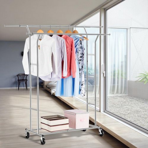  [아마존 핫딜] [아마존핫딜]LANGRIA Double Rail Garment Racks Clothes Racks Commercial Grade Height Adjustable Heavy Duty Clothing Racks for Boutiques