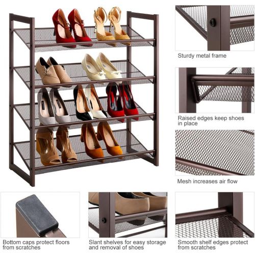  [아마존핫딜][아마존 핫딜] LANGRIA 4-Tier Metal Shoe Rack Utility Shoe Tower Shoe Organizer Shelf for Closet Bedroom & Entryway Bronze