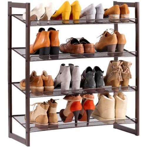  [아마존핫딜][아마존 핫딜] LANGRIA 4-Tier Metal Shoe Rack Utility Shoe Tower Shoe Organizer Shelf for Closet Bedroom & Entryway Bronze