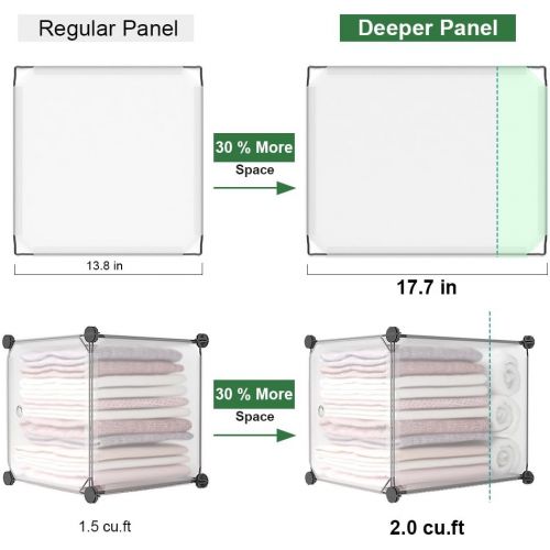  [아마존 핫딜] LANGRIA 20-Cube DIY Modular Cubby Shelving Storage Organizer Extra Large Wardrobe with Clothes Rod, Furniture for Clothes (Transparent)