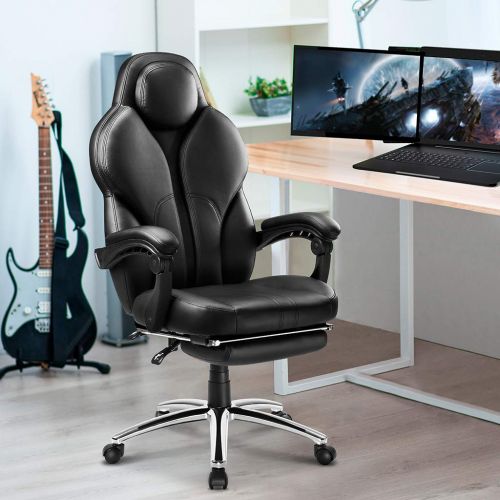  LANGRIA Swivel Office Chair Racing Gaming Chair Ergonomic High-Back Faux Leather E-Sports Chair Adjustable Executive Office Computer Desk Chair Computer Desk Chair Footrest and Til