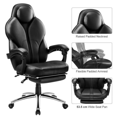  LANGRIA Swivel Office Chair Racing Gaming Chair Ergonomic High-Back Faux Leather E-Sports Chair Adjustable Executive Office Computer Desk Chair Computer Desk Chair Footrest and Til
