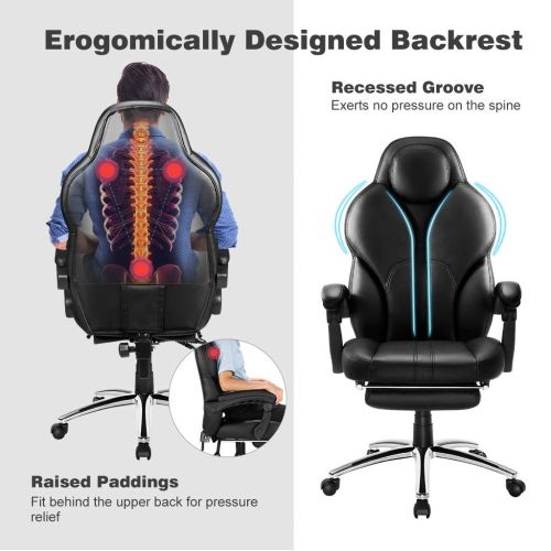  LANGRIA Swivel Office Chair Racing Gaming Chair Ergonomic High-Back Faux Leather E-Sports Chair Adjustable Executive Office Computer Desk Chair Computer Desk Chair Footrest and Til