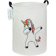 [아마존베스트]LANGYASHAN Storage Bin，Canvas Fabric Collapsible Organizer Basket for Laundry Hamper,Toy Bins,Gift Baskets, Bedroom, Clothes,Baby Nursery(Danceing Unicorn)