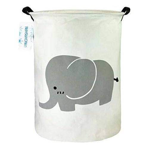  [아마존베스트]LANGYASHAN Storage Bin，Canvas Fabric Collapsible Organizer Basket for Laundry Hamper,Toy Bins,Gift Baskets, Bedroom, Clothes,Baby Nursery (Elephant)