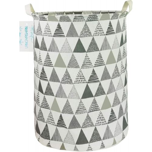  [아마존베스트]LANGYASHAN Storage Bin，Canvas Fabric Collapsible Organizer Basket for Laundry Hamper,Toy Bins,Gift Baskets, Bedroom, Clothes,Baby Nursery (Grey Triangle)