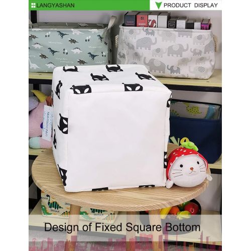  LANGYASHAN Square Storage Bins Waterproof Canvas Kids Laundry/Nursery Boxes for Shelves/Gift Baskets/Baby Shower Basket/Toy Organizer/Baby Room Decor(Bat)