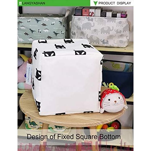  LANGYASHAN Square Storage Bins Waterproof Canvas Kids Laundry/Nursery Boxes for Shelves/Gift Baskets/Baby Shower Basket/Toy Organizer/Baby Room Decor(Bat)