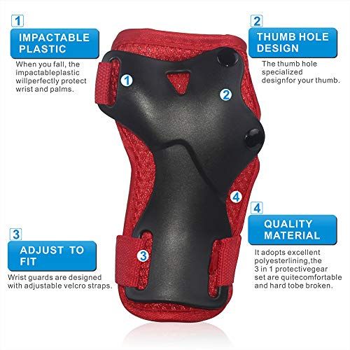  LANOVAGEAR Kids Adjustable Knee Elbow Pads Wrist Guards Protective Gear Set for Skateboard Bicycle Sports Safety