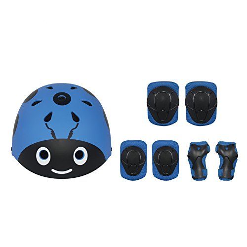  LANOVAGEAR Kids Toddler Cycling Bicycle Protective Gear Set 7pcs Boy Girl Adjustable Helmet Elbow Knee Wrist Pads for Multi Sports Skateboarding Rollerblading Bike