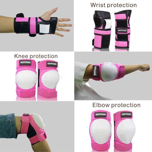  LANOVAGEAR Kids Adult Knee Elbow Pads and Wrist Guards Adjustable Safety Protective Gear Set for Cycling Skatrboard Inline Skating