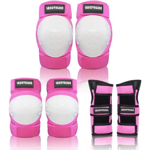  LANOVAGEAR Kids Adult Knee Elbow Pads and Wrist Guards Adjustable Safety Protective Gear Set for Cycling Skatrboard Inline Skating