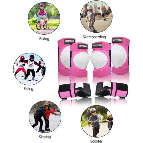  LANOVAGEAR Kids Adult Knee Elbow Pads and Wrist Guards Adjustable Safety Protective Gear Set for Cycling Skatrboard Inline Skating