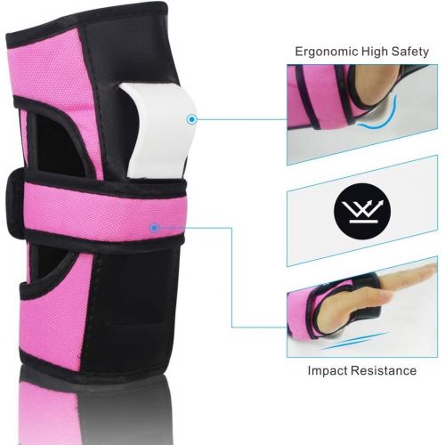  LANOVAGEAR Kids Adult Knee Elbow Pads and Wrist Guards Adjustable Safety Protective Gear Set for Cycling Skatrboard Inline Skating