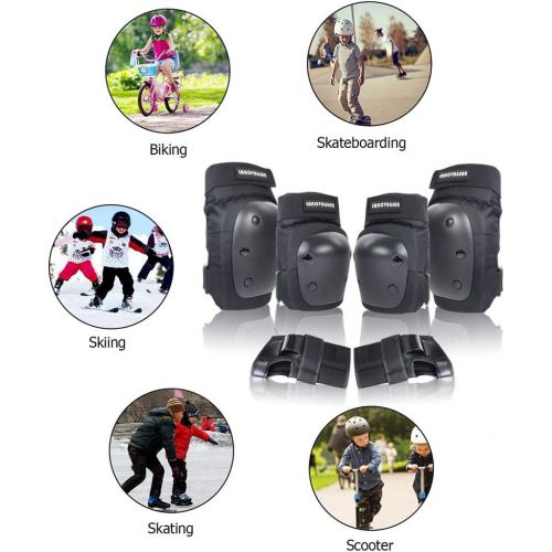  LANOVAGEAR Knee Elbow Pads with Wrist Guard Adjustable Toddler to Adult 6PCS Protective Gear Set for Multi Sports Cycling Bicycle Skateboarding
