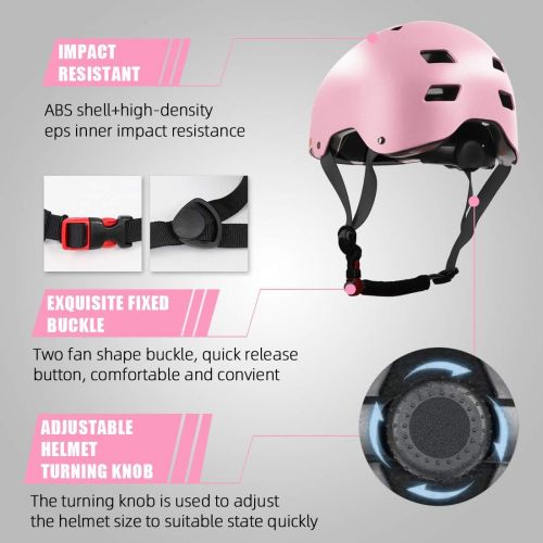  LANOVAGEAR Skateboard Bike Helmet with Two Removable Liners Adjustable Ventilation for Multi-Sport Scooter Roller Skate Inline Skating,3 Sizes for Kids,Youth,Adult