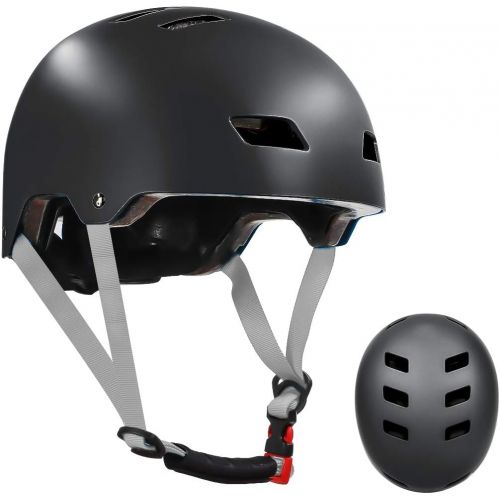  LANOVAGEAR Skateboard Bike Helmet with Two Removable Liners Adjustable Ventilation for Multi-Sport Scooter Roller Skate Inline Skating,3 Sizes for Kids,Youth,Adult