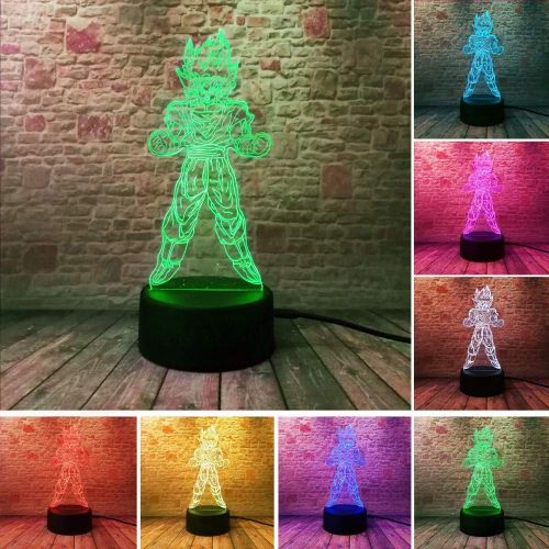  LANPAO 4 Pack,Cartoon Anime Figure 3D Optical Illusion Table Light Mood Lamp Touch Remote Control 7 Colors Home Light Kids Gift