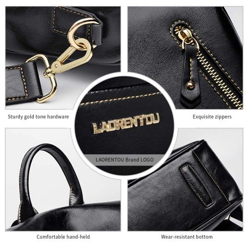  LAORENTOU Women Genuine Leather Backpack Fashion Purse Girl Mini Knapsack Casual Shoulder Schoolbag