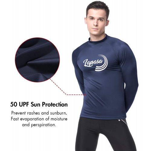  LAPASA Swimwear - Mens Long Sleeve Rash Guard, UPF50+ Solar Protection (98% Anti-UV, for Swimmers) M43
