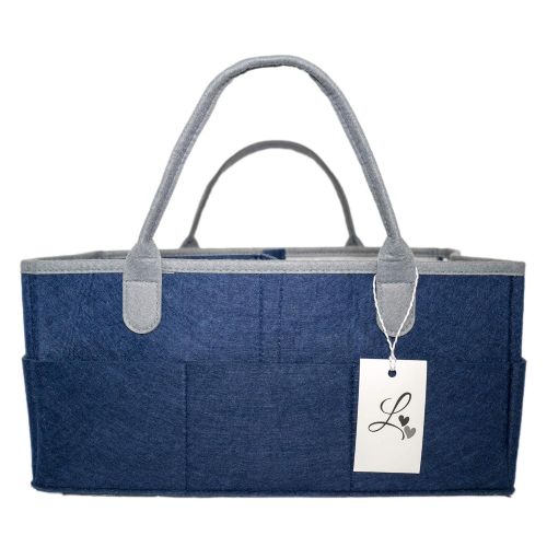  [아마존베스트]LARDYS Baby Diaper Caddy Organizer / Portable Nursery Storage Basket and Car Organizer for Diapers and Baby Items (Navy Blue)