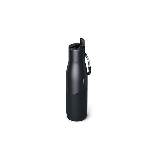 LARQ Bottle Movement Filtered - Lightweight Non-Insulated Stainless Steel Water Bottle BPA Free with Nano Zero Technology and Long-Lasting Filters, Black/Onyx, 24oz