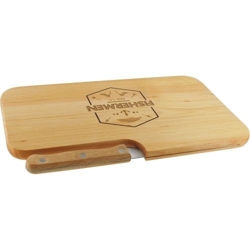  [아마존베스트]LASERHELD Wooden Alder Knife Fishermen and Co. Gift Men Fisherman Fisherman Chopping Board Wooden Gift Idea for Him