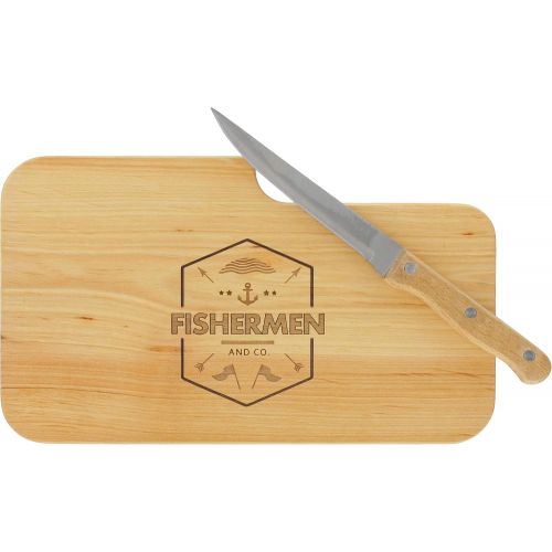  [아마존베스트]LASERHELD Wooden Alder Knife Fishermen and Co. Gift Men Fisherman Fisherman Chopping Board Wooden Gift Idea for Him