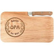[아마존베스트]LASERHELD Wooden Bread Board Alder Knife, Best Grandpa in the World, Gift Men, Chopping Board Wood, Gift Idea for Grandpa