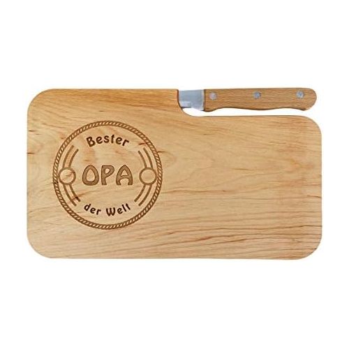  [아마존베스트]LASERHELD Wooden Bread Board Alder Knife, Best Grandpa in the World, Gift Men, Chopping Board Wood, Gift Idea for Grandpa