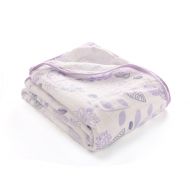 LAT Baby LAT Soft Receiving Muslin Swaddle Blanket, Double-Layer, 100% Cotton Extra Large 47x59 Covering Cloth, Perfect Baby Shower Gift (Purple Flower)