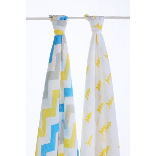  LAT LEE AND TOWN Swaddle Blankets,Baby Receiving Blankets Organic Muslin Swaddle Blankets,Bamboo Cotton Blankets, 2 Pack Gift Set(Organic Cotton,Yellow)