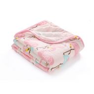 LAT LEE AND TOWN Muslin Swaddle Blankets-Baby Swaddling Wrap,Double Layers Muslin Blankets Large Muslin Swaddle,Bed Blankets 59x 47(Flamingo)