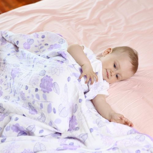  LAT LEE AND TOWN Muslin Swaddle Blankets-Baby Swaddling Wrap,Double Layers Muslin Blankets Large Muslin Swaddle,Bed Blankets 59x 47(Flamingo)