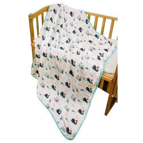 LAT LEE AND TOWN Muslin Swaddle Blankets-Baby Swaddling Wrap,Double Layers Muslin Blankets Large Muslin Swaddle,Bed Blankets 59x 47(Flamingo)