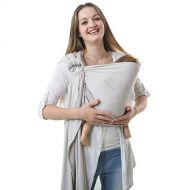 LAT LEE AND TOWN 100% Organic Cotton Baby Wrap Ring Sling Carrier,Extra Soft Baby Sling Carrier Wrap with Rings,Adjustment Nursing Cover,Lightweight Wrap(Gray)