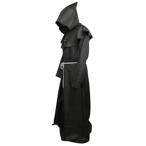  LATH.PIN Medieval Hooded Monk-Friar Priest Robe Cap Cloak Halloween Cosplay Costume Wizard