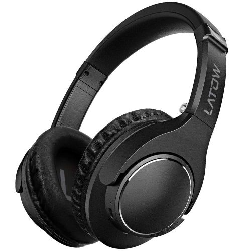  Bluetooth Headphones Over Ear, LATOW WirelessWired Hi-Fi Stereo Headsets 20H Playtime Built-in Microphone Protein Earmuffs Foldable Headphones for Travel Work TV Computer