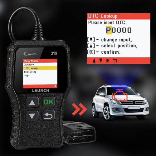  LAUNCH OBD2 Scanner CR319 Code Reader,Universal Automotive Engine Light Scan Tool Checks O2 Sensor and EVAP Systems with Full OBD II Functions for DIYers, Supports Mode6 with DTC L