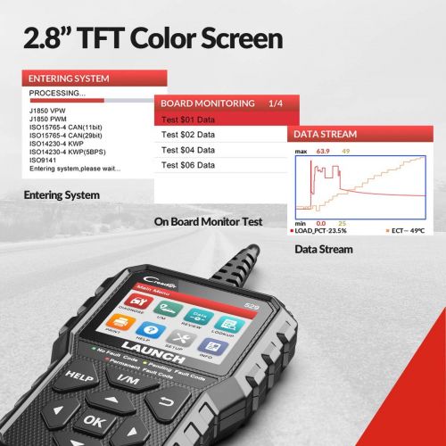  LAUNCH OBD2 Scanner Code Reader CR529 Enhanced Universal Automotive Scan Tool with Full OBDII Function, Turn Off Check Engine Light, Pass Emission Test, Advanced Version of 319