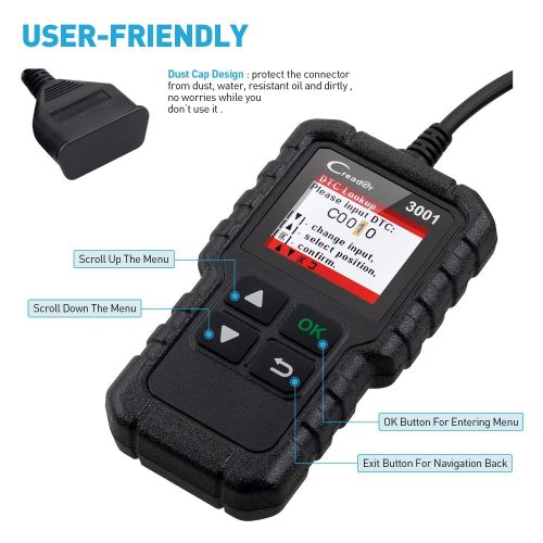  LAUNCH Creader 3001 OBD2 Scanner Automotive Car Diagnostic Check Engine Light O2 Sensor Systems OBD Code Readers Scan Tool