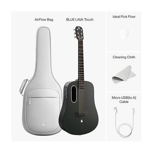  BLUE LAVA Touch Smart Guitar, Beginner Acoustic Practice Guitars for Adults & Teens 36'' Midnight Black