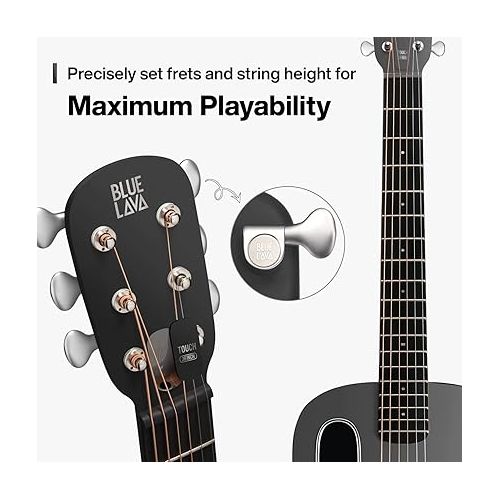  BLUE LAVA Touch Smart Guitar, Beginner Acoustic Practice Guitars for Adults & Teens 36'' Midnight Black